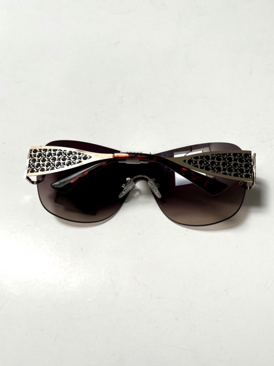 New GUESS Shield Sunglasses Rimless Gold Logo Pattern GO00038